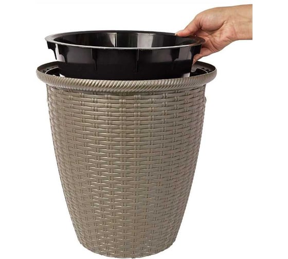 Кашпо напольное Ingreen Rattan, с внутренним горшком, 10 л, французский платан 272732