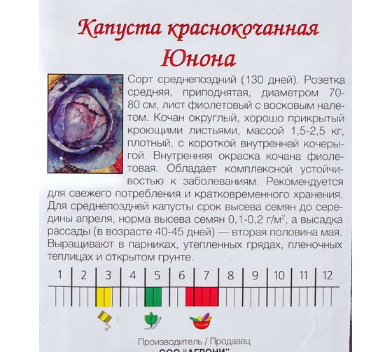 Семена Агрони Капуста краснокочанная ЮНОНА 4278