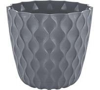 Горшок для цветов Ingreen Wave, с поддоном, 10 л, вулканический серый 272778