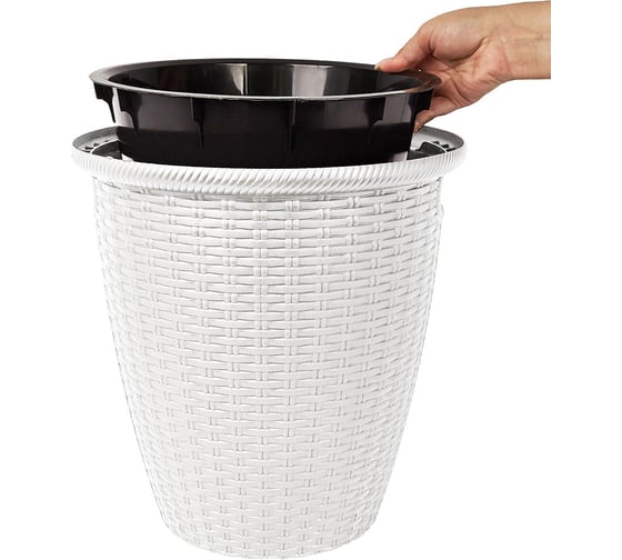 Кашпо напольное Ingreen Rattan с внутренним горшком, 50 л, белоснежный жасмин 272738