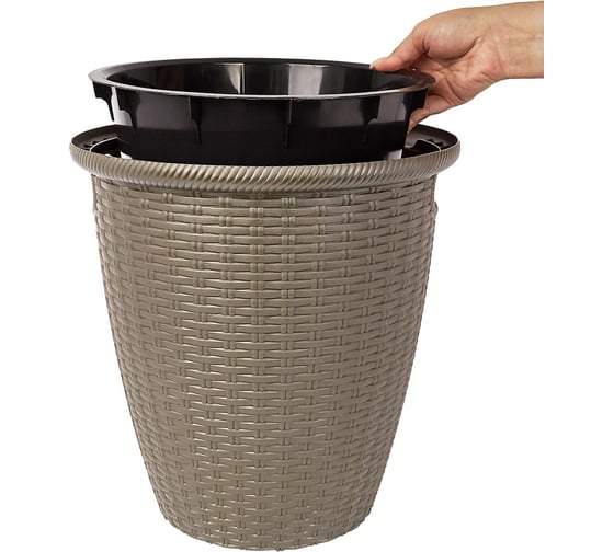 Кашпо напольное Ingreen Rattan с внутренним горшком, 50 л, французский платан 272735