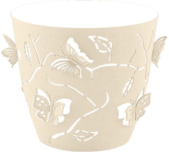 Горшок для цветов PLAST TEAM Butterflies, 5,3 л, молочный туман 256264