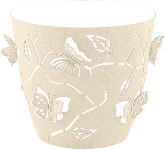 Горшок для цветов PLAST TEAM Butterflies, 0,7 л, молочный туман 256252