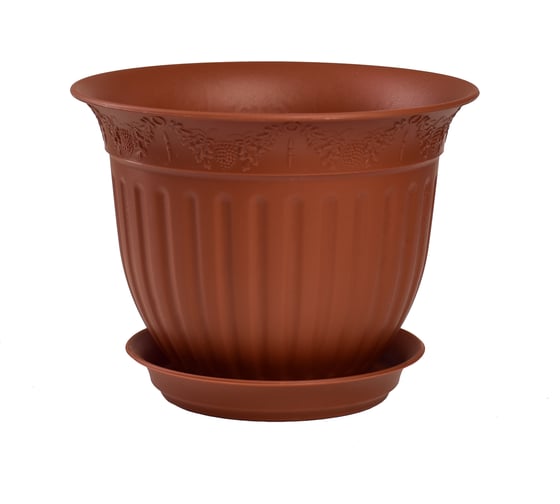 Горшок с поддоном 5Plast Виноград 2.25 л, терракотовый 5PL0153