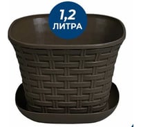 Кашпо Violet Ротанг 1,2л квадратное с поддоном набор 2 шт. венге N-3612/2-05