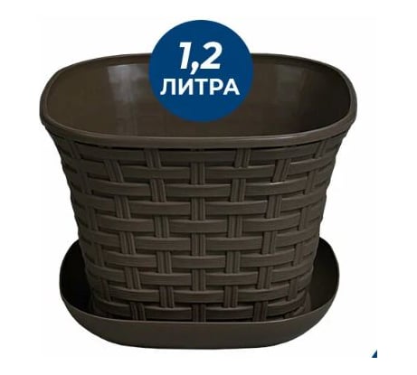 Кашпо Violet Ротанг 1,2л квадратное с поддоном набор 2 шт. венге N-3612/2-05