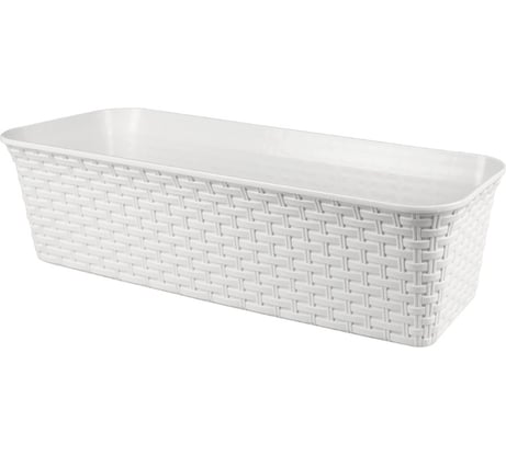 Балконный ящик Violet Ротанг 63см с дренажем белый 356006