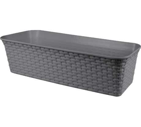 Балконный ящик Violet Ротанг 63см с дренажем серый 356018