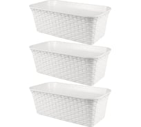 Балконный ящик Violet Ротанг 43см с дренажем белый Набор 3 шт. N-3540/3-06