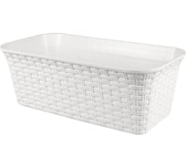 Балконный ящик Violet Ротанг 43см с дренажем белый 354006
