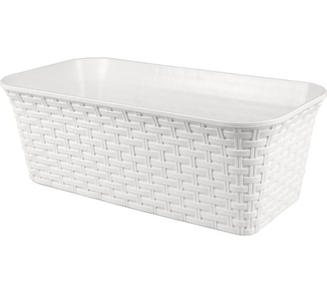 Балконный ящик Violet Ротанг 43см с дренажем белый 354006