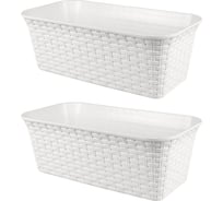 Балконный ящик Violet Ротанг 43см с дренажем белый Набор 2 шт. N-3540/2-06