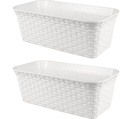Балконный ящик Violet Ротанг 43см с дренажем белый Набор 2 шт. N-3540/2-06