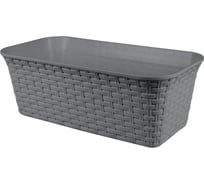Балконный ящик Violet Ротанг 43см с дренажем серый 354018