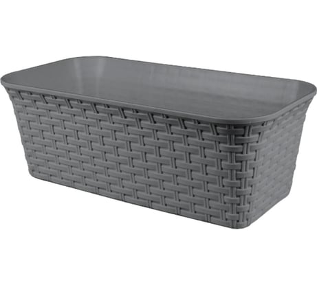 Балконный ящик Violet Ротанг 43см с дренажем серый 354018