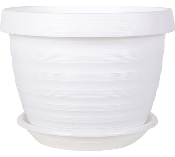 Цветочный горшок с поддоном 5Plast Толедо 2 л, белый 5PL0424 1