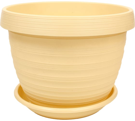 Цветочный горшок с поддоном 5Plast Толедо 2 л, кремовый 5PL0428 1