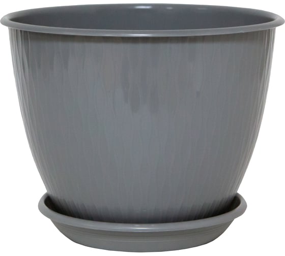 Горшок с поддоном 5Plast Корсика 2.4 л, серый муссон 5PL0298