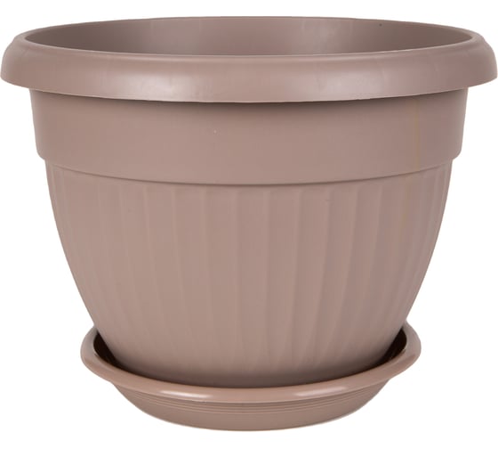 Горшок с поддоном 5Plast Флора 1.6 л, фраппе 5PL0282 1