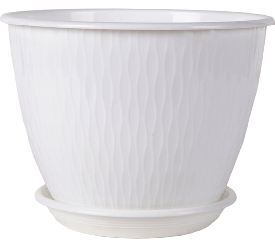 Горшок с поддоном 5Plast Корсика 2.4 л, белый 5PL0295 1