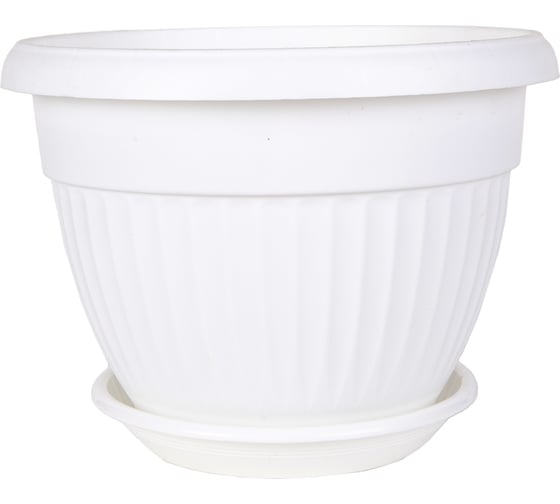Горшок с поддоном 5Plast Флора 1.6 л, белый 5PL0277 1