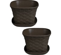 Кашпо Violet Ротанг 4,6л квадратное с поддоном набор 2 шт. венге N-3646/2-05