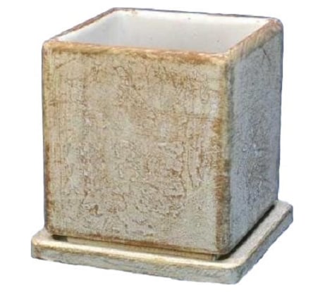 Горшок с поддоном Сады Аурики Кубик NK 04/3 светло-коричневый, 20х22 см 052551