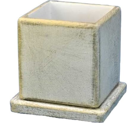 Горшок с поддоном Сады Аурики Кубик NK 05/3 умбра, 20х22 см 052553