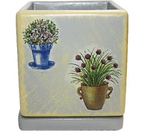 Горшок с поддоном Сады Аурики Кубик NK 23/1 12х13 см 050808