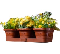 Комплект из 3-х горшков с поддоном 5Plast Цветочное трио Валенсия терракотовый 5PL0471