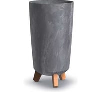 Ваза-кашпо на ножках ФлораПласт GRACIA TUBUS SLIM BETON EFFECTT d19.5 см,. h36.5 см,. 9л. темно-серый 0 73201