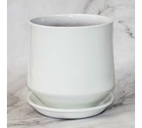 Цветочный горшок Сады Аурики Виктория керамика, с поддоном, глянец белый, d18 см, h19 см, 4 л 0 72938