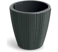 Кашпо пластик с вкладышем ФлораПласт ORO d30см h30см 10/15л темно-серый 073068