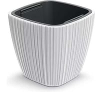 Кашпо пластик с вкладышем ФлораПласт квадрат ORO d29х29см h27см 8/15л белый 073049