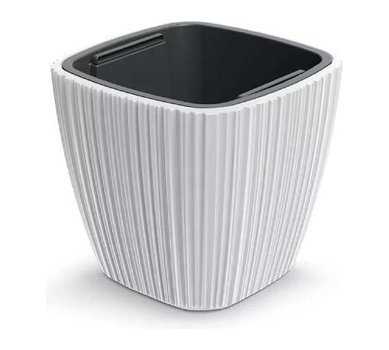 Кашпо пластик с вкладышем ФлораПласт квадрат ORO d29х29см h27см 8/15л белый 073049 1