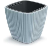 Кашпо пластик с вкладышем ФлораПласт ORO квадрат d29х29см h27см 8/15л светло серый 073050