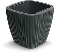 Кашпо пластик с вкладышем ФлораПласт ORO квадрат d29х29см h27см 8/15л темно серый 073052