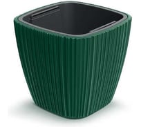 Кашпо пластик с вкладышем ФлораПласт ORO квадрат d29х29см h27см 8/15л зеленый 073051