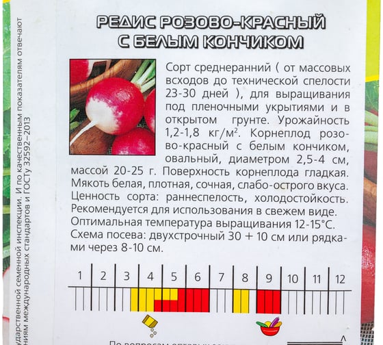 Семена Агрони Редис РОЗОВО-КРАСНЫЙ С БЕЛЫМ КОНЧИКОМ 8856