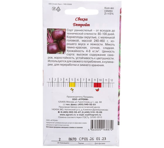 Семена Агрони Свекла столовая ДЕТРОЙТ 8870