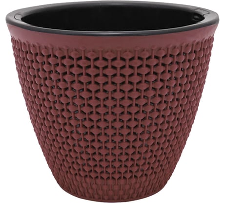 Кашпо bmc КШ7986 Ротанг бордо/черное, 15.5х17 см, 1.6 л 061652