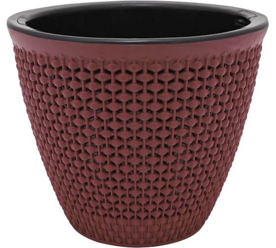 Кашпо bmc КШ7986 Ротанг бордо/черное, 15.5х17 см, 1.6 л 061652 1