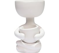 Кашпо Сады Аурики Фигура кактусник белое, 16.5 см 064324