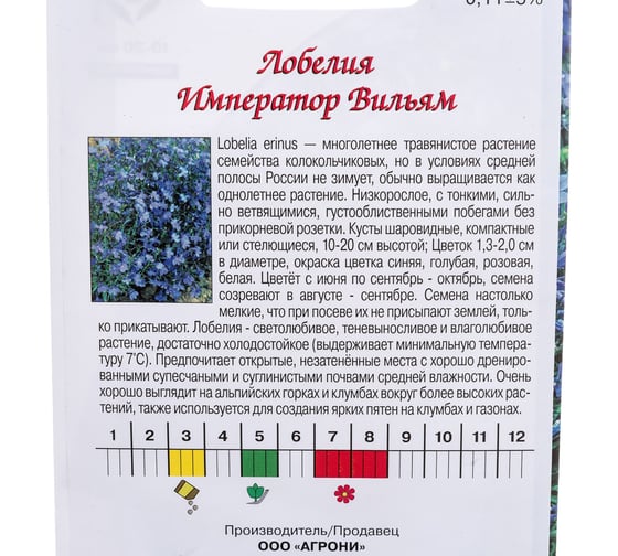 Семена Агрони Лобелия ИМПЕРАТОР ВИЛЬЯМ 3455