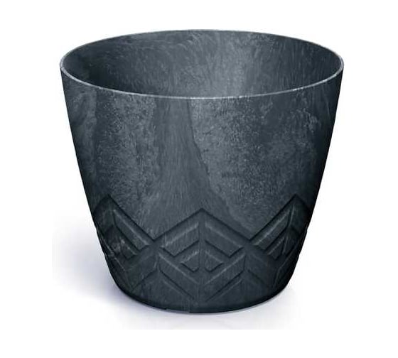 Кашпо ФлораПласт Areco Beton Effect пластик d16 см, h13см, 1,9л антрацит 072383 1