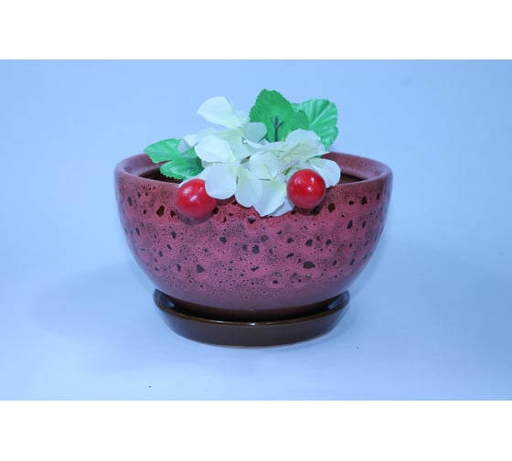 Горшок для цветов Котовская керамика Камелия 3 розовый люкс, 0.8 л 10001296