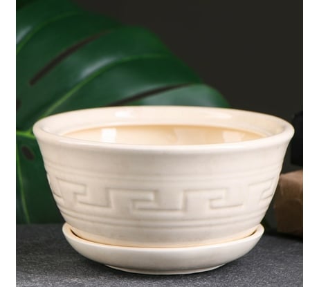 Горшок для цветов Котовская керамика Меандр 2 бежевый, 2 л 10000115