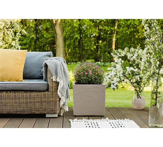 Квадратное кашпо на колесиках LAMELA Sp.z o. KARO ECO coffee 891 40х40х39.4 см, 36 л, кофе latte 064851