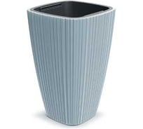 Кашпо пластик с вкладышем квадрат ФлораПласт ORO d39х39см h60см 57/20л светло серый 073104