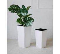 Кашпо  для цветов BERG MOLD Милен большое 34л с вкладышем 15л h57см цвет ледяной белый 073704